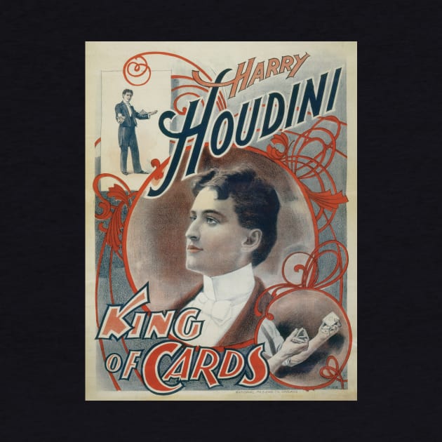 Vintage Magic Poster Art, Harry Houdini, King of Cards by MasterpieceCafe